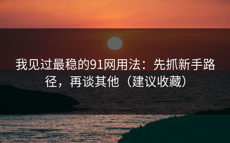 我见过最稳的91网用法：先抓新手路径，再谈其他（建议收藏）