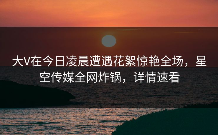 大V在今日凌晨遭遇花絮惊艳全场，星空传媒全网炸锅，详情速看